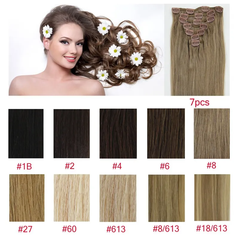 Clip-in-Haarverlängerungen aus brasilianischem Haar, 50,8 cm, Clip-in-Haarverlängerungen, #613 blond, Clip-in-Haarverlängerungen, 260 g
