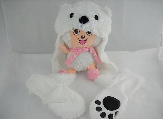 Animal Hat with gloves leader glove and hat bear wholesale low price 100% new