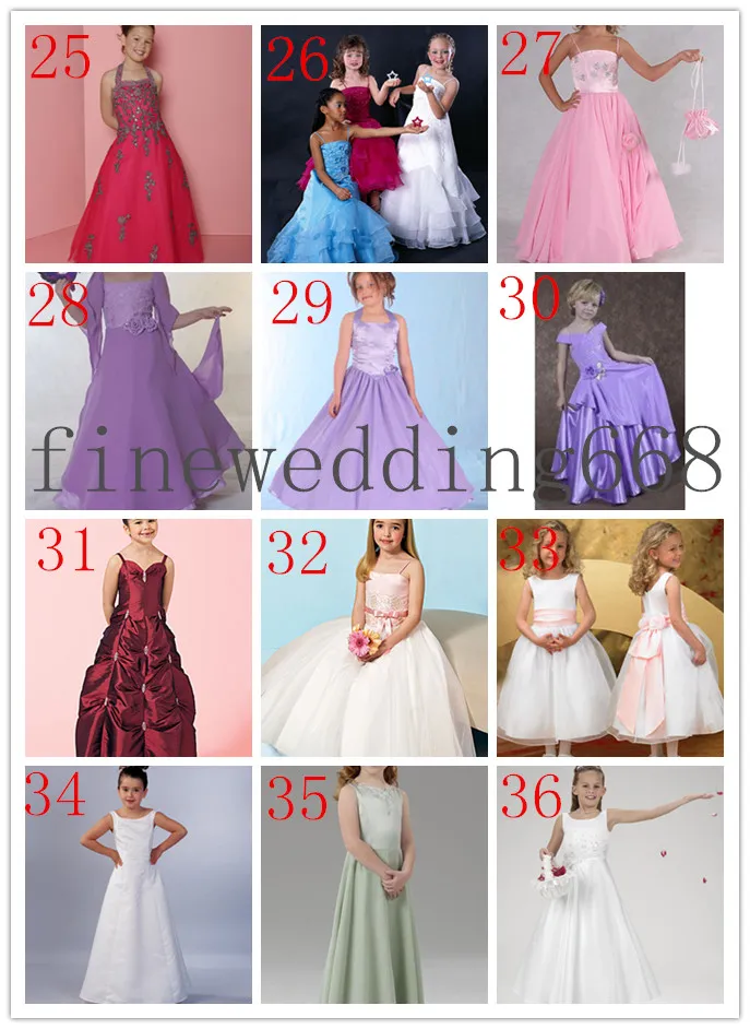 Frezing Strappy Oszałamiający nowy efektowny balowy suknia Flower Girl Dresses Taffeta Girl's Controselka Shippin A192502