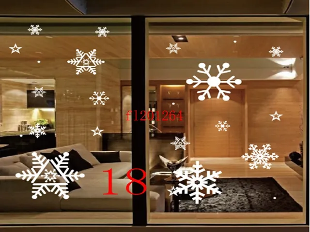 DHL Gratis verzending Kerstvenster Stickers Snowflake Santa Window Display zonder lijm elektrostatische incognito muursticker