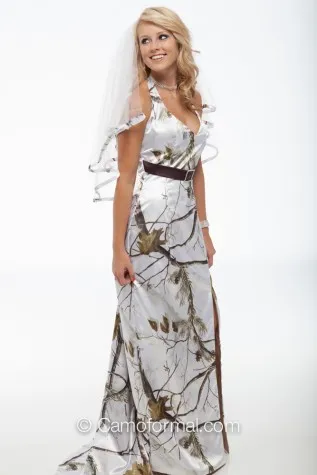Camouflage Realtree Prom Dress White Snow Camo Wedding Dress