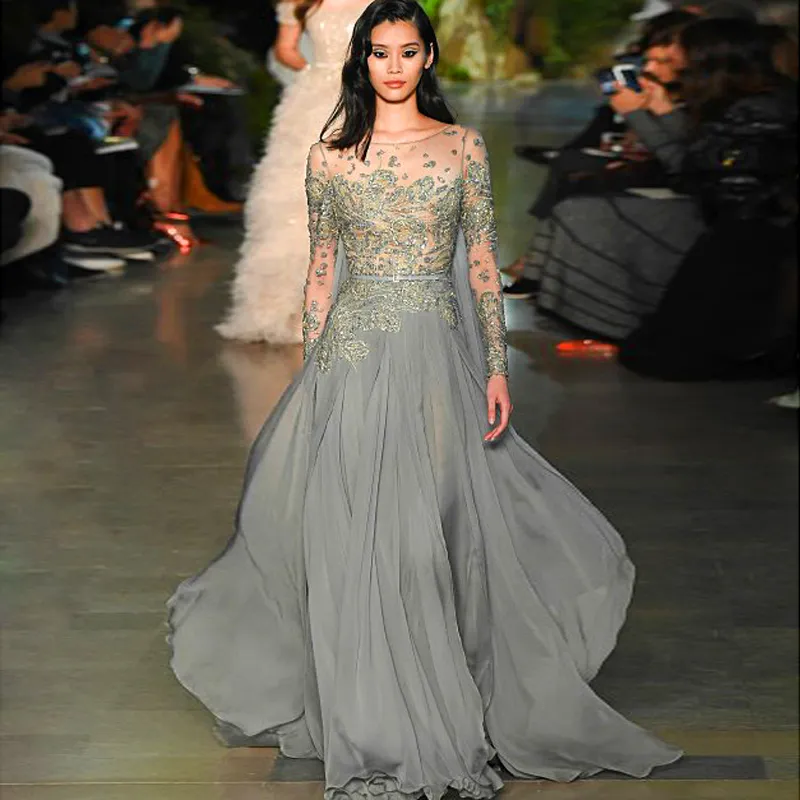 Elie Saab Evening Dresses Floor Length Long Sleeve Straight Elegant ...