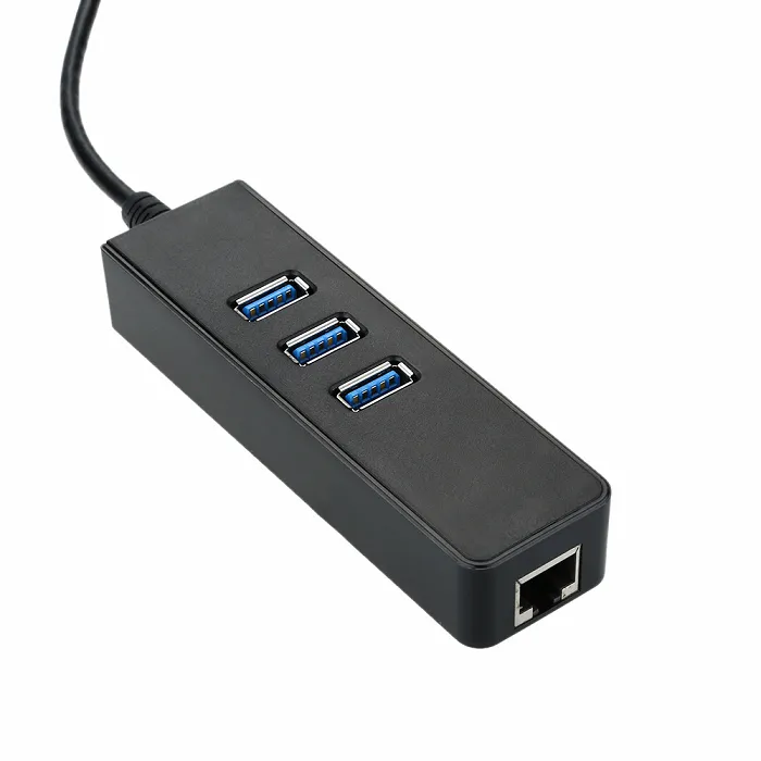 USB 3.1 tipo c tipo c para rede ethernet gigabit + usb 3.0 hub cabo de 3 portas adaptador de rede negra para macbook chromebook