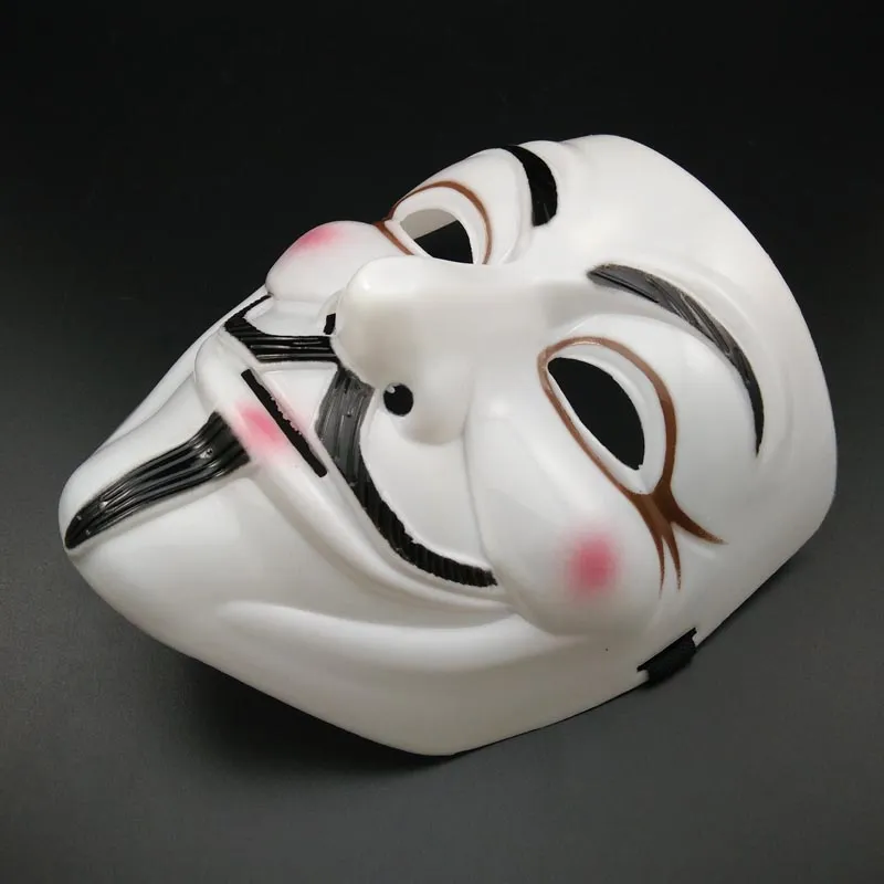 Satışa Beyaz V Maske Cadılar Bayramı Maskeleri Seksi Eyeline Anonim Vendetta Parti maskesi Guy Fawkes Maske Tam Yüz Korku maskesi süper Korku ...