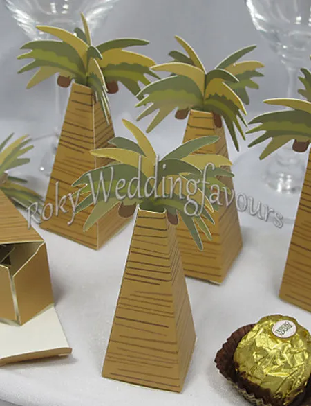 Darmowa wysyłka! 100 sztuk / partia! Palec Palm Tree Boxes Candy Pakiet na wesele / impreza / wydarzenie Favors Promoły palmy