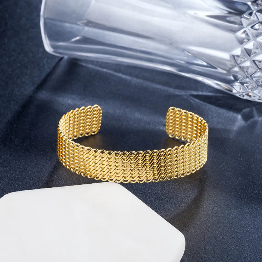 hot gift factory price 925 silver charm bangle Personality 18K gold bracelet Weaving couple strap fashion jewelry 1827