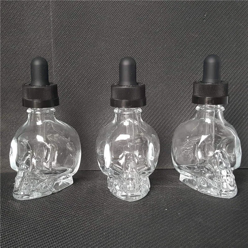 Bottiglie di cranio di vetro 30 ml di succo di vaporiutico flacone da contagocce trasparente 30 ml con tappi bambini il profumo di oli essenziali liquidi ecig ecig ecig