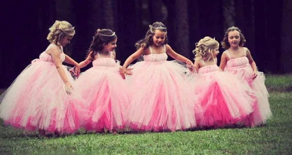 Princess Pink Lovely Flower Girls039 Dresses 2018 Ball Gown Ankle Length Halter Tutu Dress Formal Party Gown Girl Pageant Gowns7263402