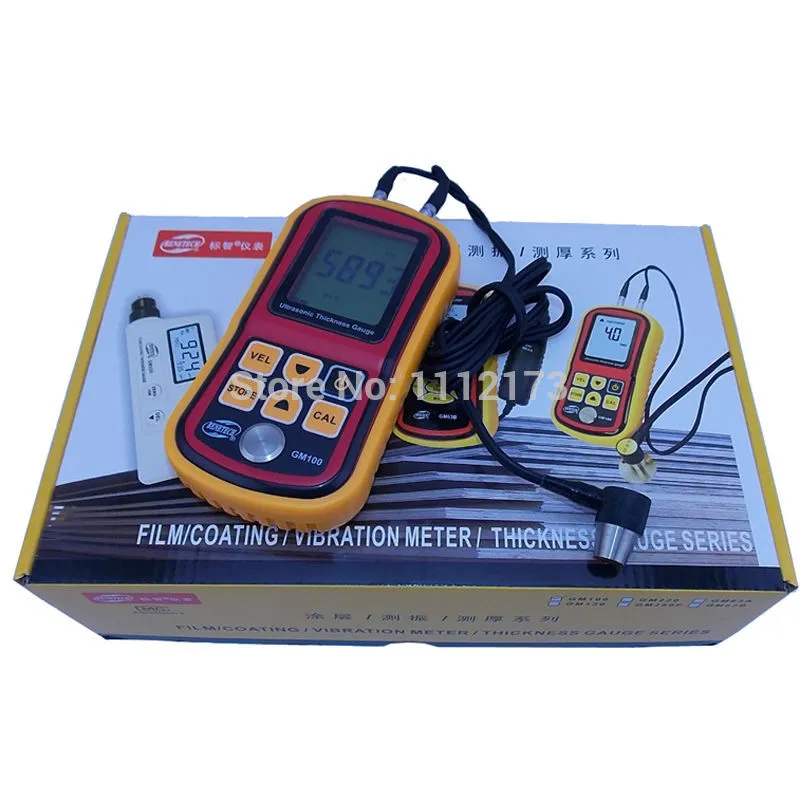 Freeshipping Digital Ultrasonic Thickness Gauge tester GM100 1.2 to 200MM Sound Velocity Meter with aluminium retail box