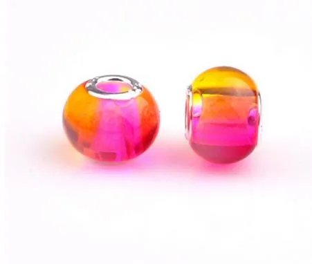 Accessori per gioielli fai-da-te nuovi (arcobaleno colorato) perline di vetro fatte a mano perle di vetro a foro grande