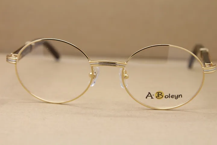 Wholesale Hot Round Eye Glasses 7550178 Black  Horn Eyeglasses glasses men gold glasses frames Frame Size:55-22-135mm