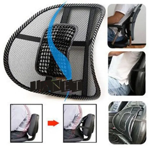 Lumbale Kussen Massage Cool Black Mesh Lumbar Back Brace Support voor Office Home Auto Seat Chair Four Seasons Healthy Taille Pad