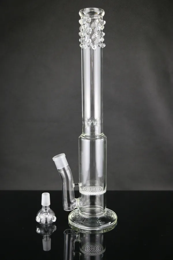 Hookahs Honeycomb Bongs with Grace " Suzy" Ice-catches Water Pipe 17.5" Clear Glass WaterBongs for Smoking