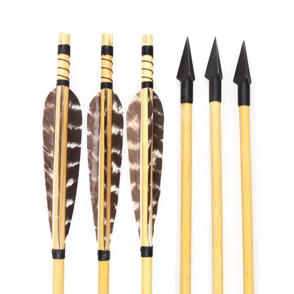 WOODEN BOW AND ARROW w QUIVER set 3 PACK ARROWS wood youth archery