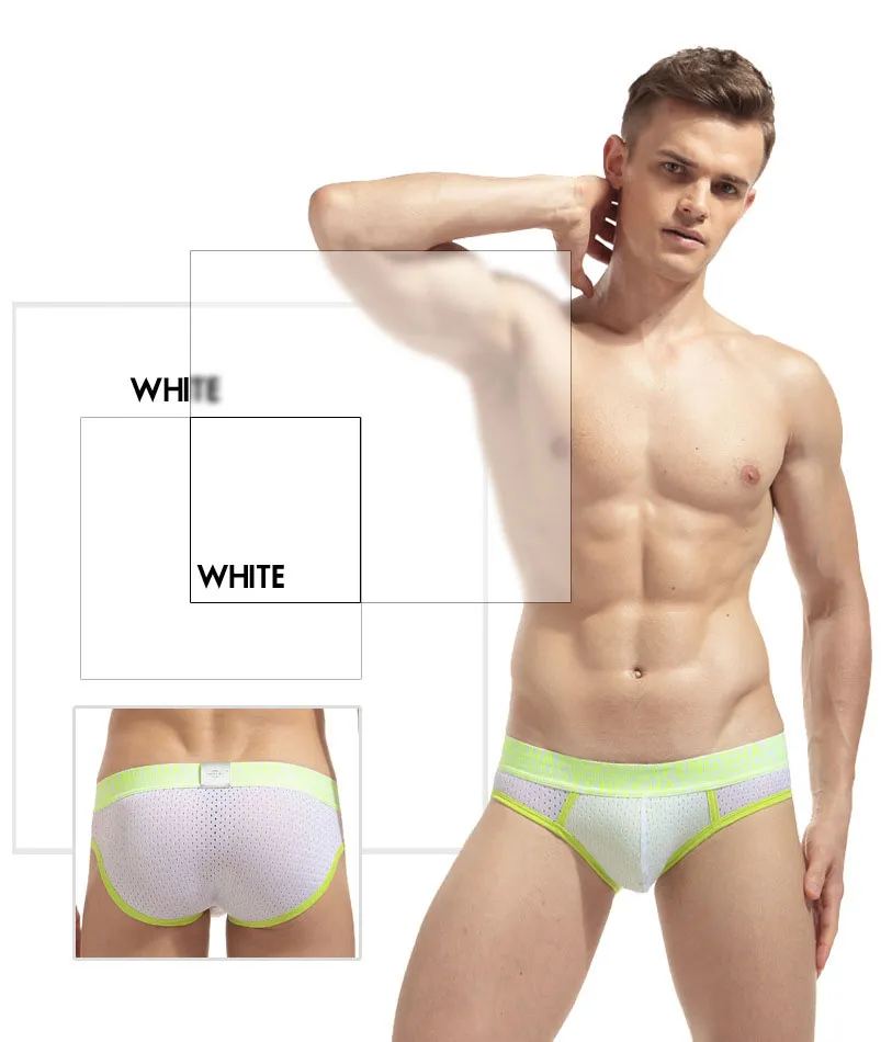 Men Briefs Mesh Underpants Hole Slips Low Waist Sexy Mens Nylon Breathable Comfortable Quick Dry Fabric U-convex Pouch Youth Brief Underwear