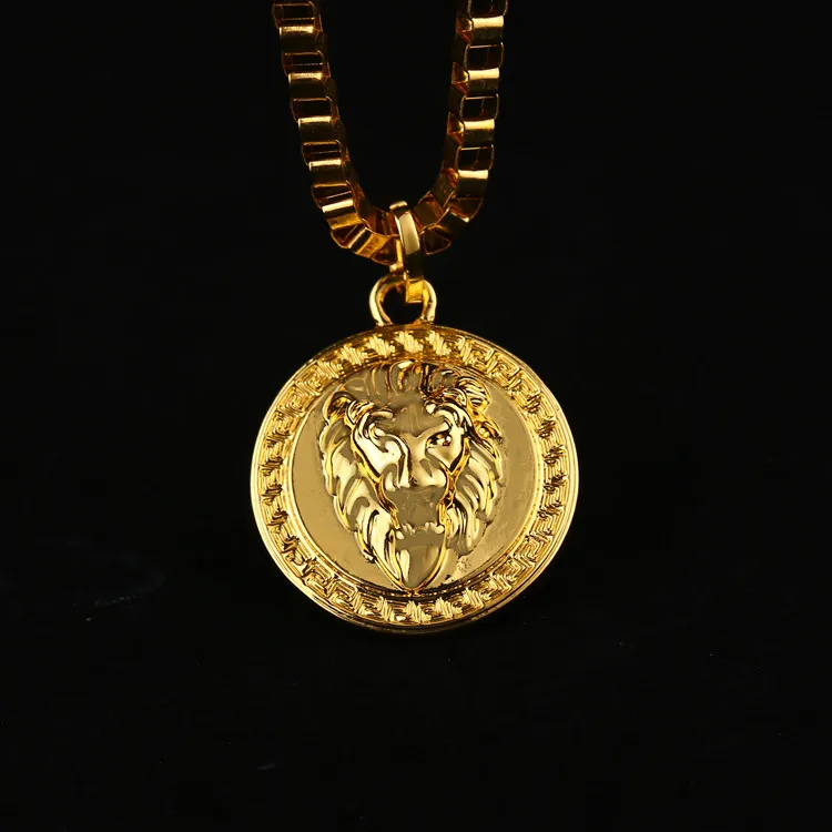 Grand Pendentif Lion Acier Inoxydable 316L + Chaîne Maillons Cubaine – Unisexe, NEUF