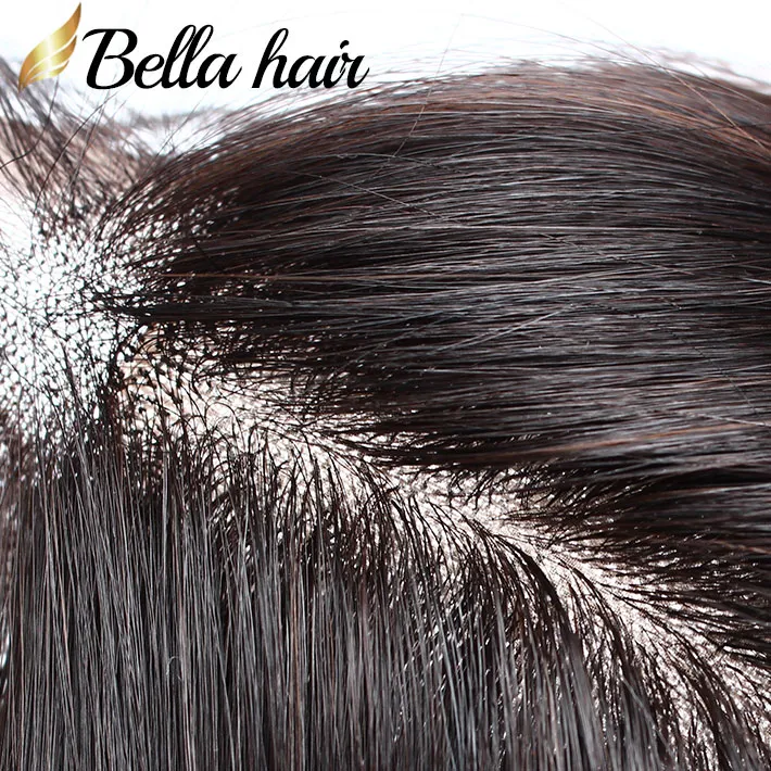 Facos de cabelo humano com fechamento de renda da base de seda 4x4 Extensões retas da trama de cabelo da Malásia Malásia Malásia Bellahair