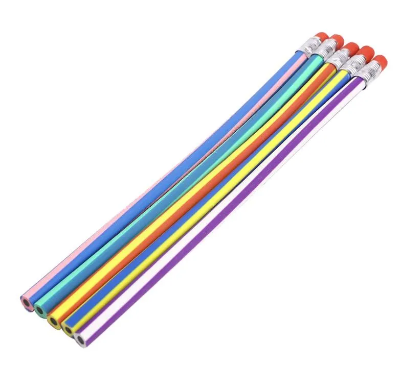 Mignon coloré pliable doux crayon avec gomme jouet coréen papeterie étudiant enrichissant cadeau enfants école équipement amusant