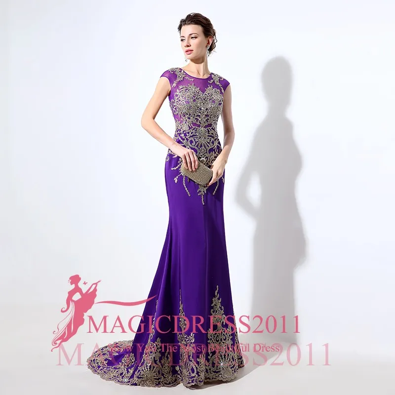 Arabie arabe violet longues robes de soirée 2019 sur mesure LX039 bijou cou appliques dorées gaine perlée longueur de plancher formelle Occa6535376