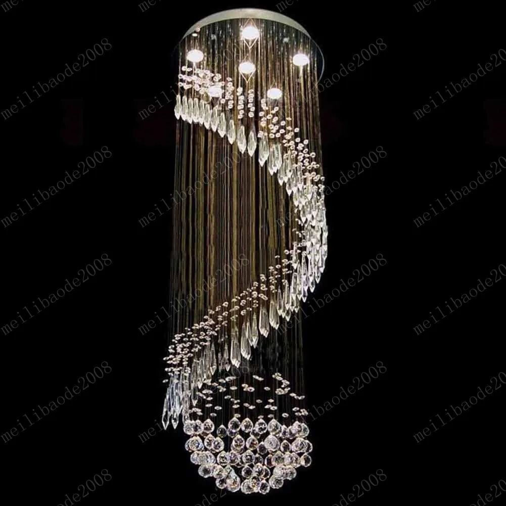 D50cm * H130cm Luxe Kroonluchter K9 Crystal Ball Spiral Art Luminaire Decoratie Regen Drop Luster Hanglamp Plafond Kroonluchters MyY10546A