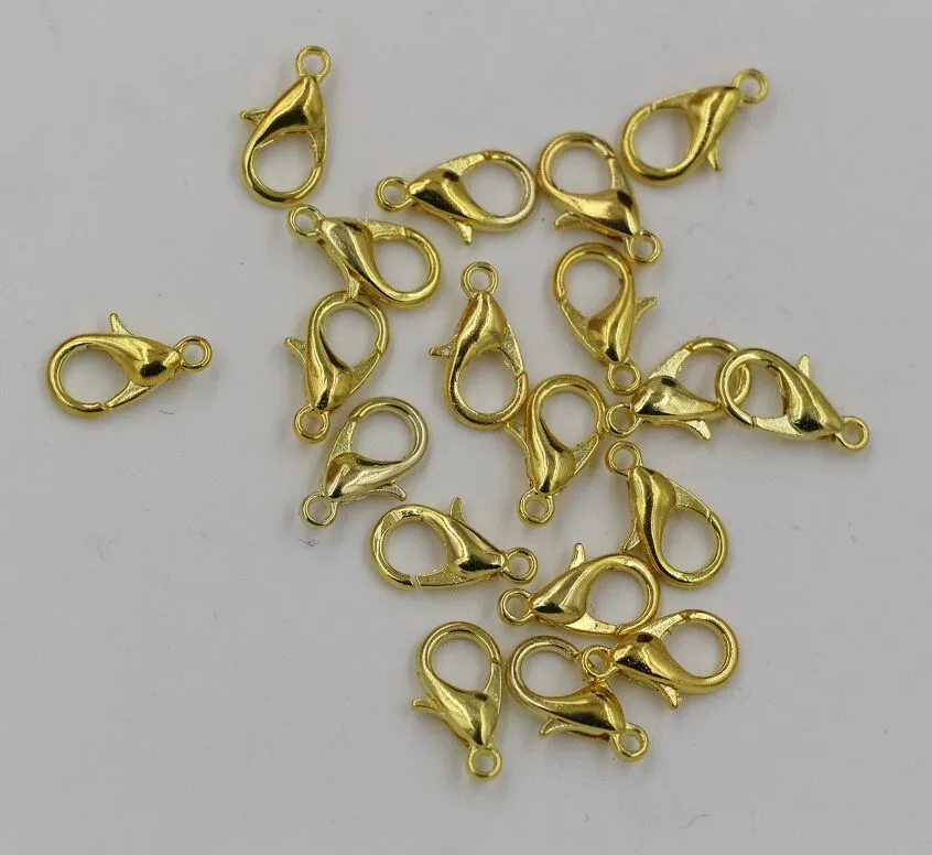 Gorąca sprzedaż ! 200 sztuk 10mm 12mm 14mm 16mm 18mm Plated Gold Alloy Lobster Class Jewelry DIY