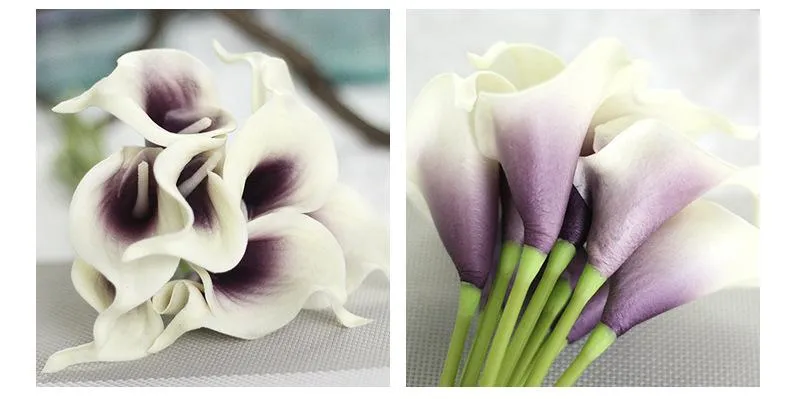 Home Deco Fiori Artificiali 10 pz/lotto Mini Calla Lily Mazzi Bouquet Da Sposa Decorazione Fiori