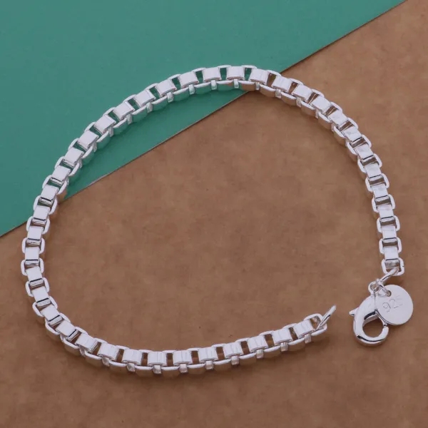 high quality 925 sterling silver plated chain bracelet cool personality fashion Men's Jewelry Factory price 