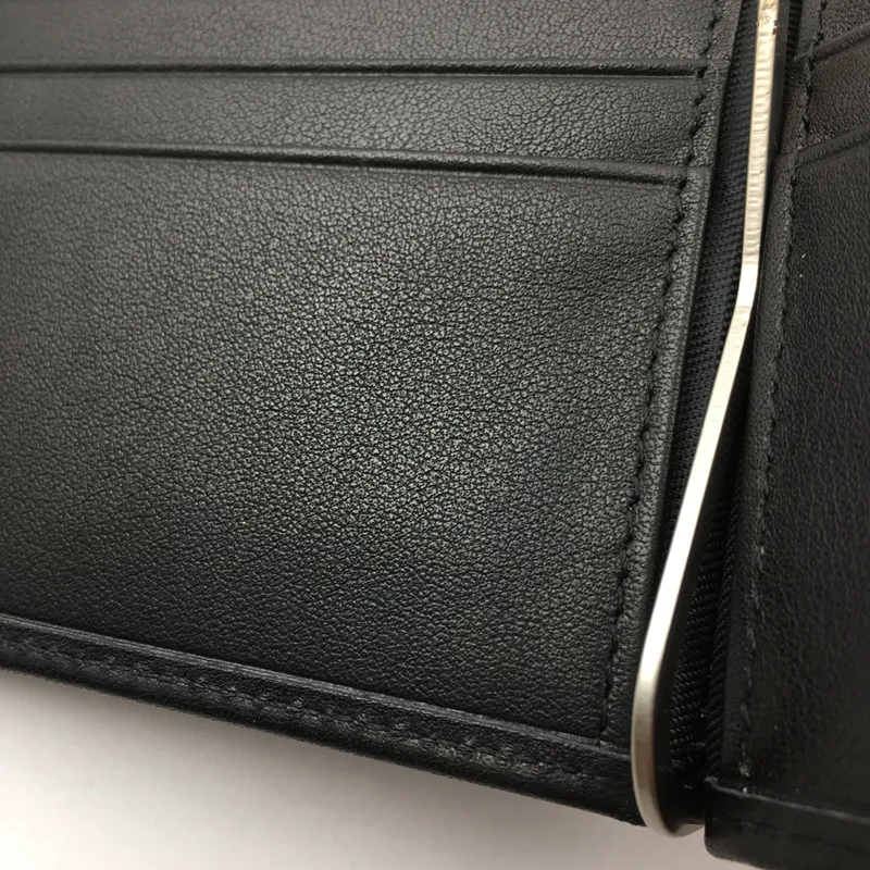 Klassische Designer -Brieftasche mit Kreditkartenhalter schwarzer echtes Leder Geld Clip Thin ID -Kartenhülle für Reisemann Metal Purse243w