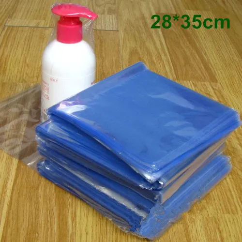 DHL 500 Pçs / lote 28 * 35 cm Plana Transparente PVC Calor Shrink Bag Film Plástico Presente envoltório de cosméticos envoltório de calor Shrinkable bolsa Poly saco