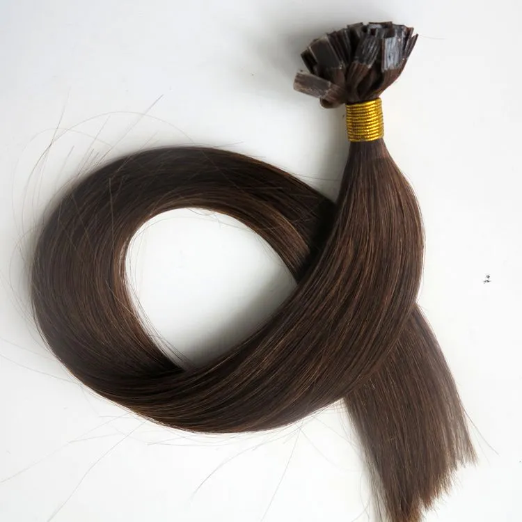 Estensioni di capelli umani a punta piatta pre incollate 50 g 50 ciocche 18 20 22 24 pollici # 4 / prodotti per capelli indiani brasiliani marrone scuro