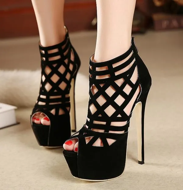 2015 2016 Super High Heels gladiator sandals roman style hollow out women platform shoes size 35 to 40