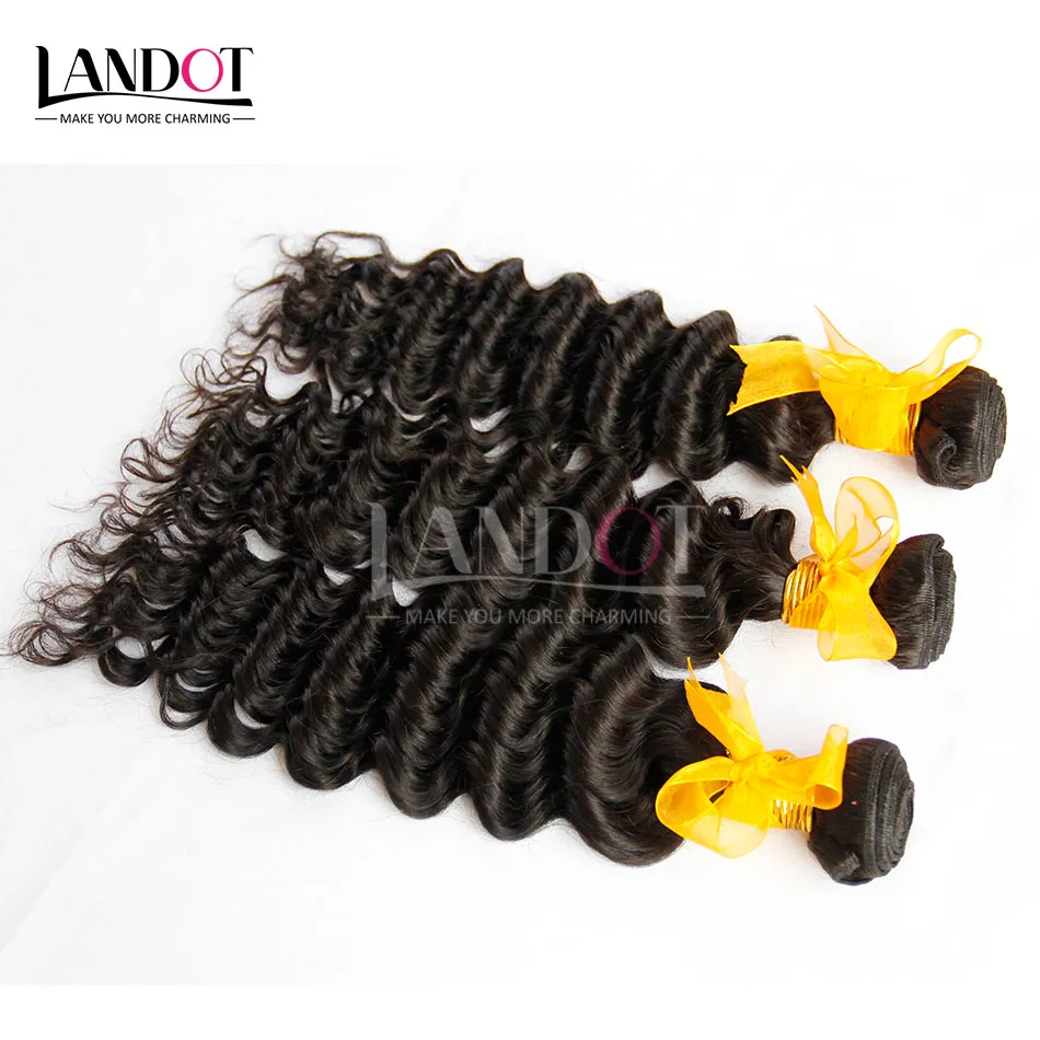 8-30Inch Malaysian Deep Wave Curly Virgin Hair Grade 6A Obehandlat Malaysiska Human Hair Weaves Buntar Natural Black 1B Extensions