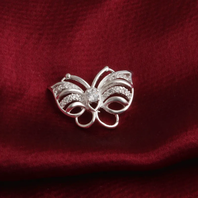 Darmowa Wysyłka Moda Wysokiej Jakości 925 Srebrny Butterfly Wthie Diamond Jewelry 925 Srebrny Naszyjnik Walentynki Wakacje Prezenty Hot 1675