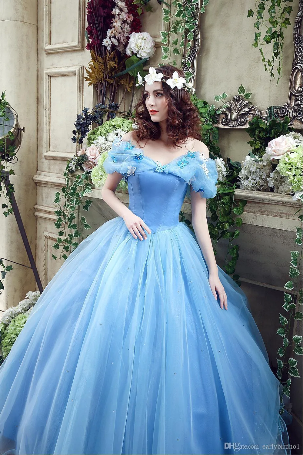 Off-Shoulder Aqua blue corset prom dress with Lace-Up Back and Full Length Skirt for 16 Girls