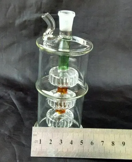 Groothandel gratis verzending ---- 2015 nieuw binnen drie filter glazen waterpijp / bong, hoge 13cm, cadeau-accessoires pot + stro