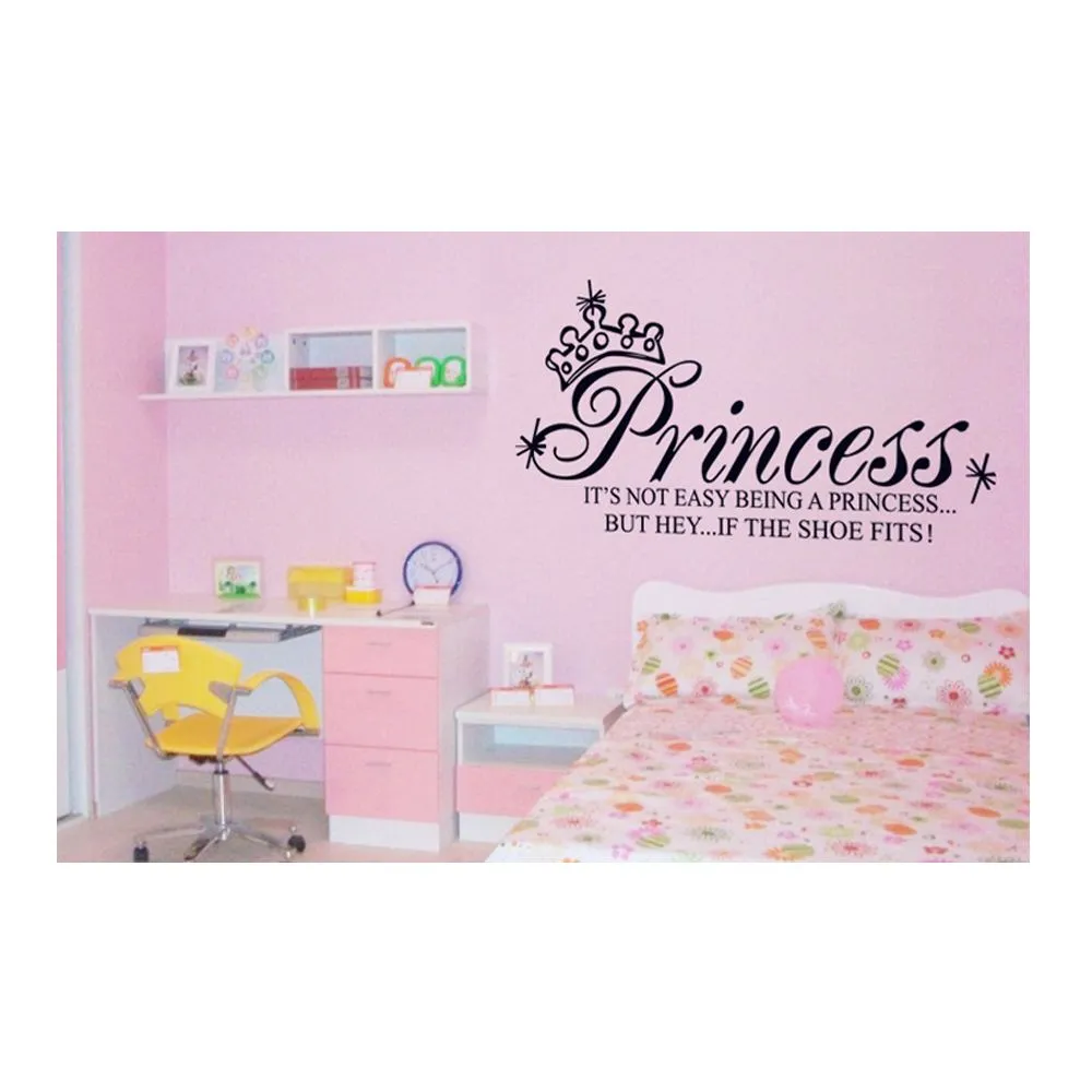 Décoration de la maison bricolage chambre décalcomanie Adesivo De Parede princesse couronne lettre amovible Stickers muraux Art décalcomanies papier peint Mural, dandys