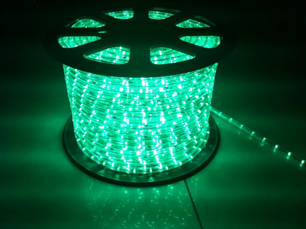 Hot Sales 110V 220V 100 METERS LED 2WIER ROUND ROPE LED LED Flex Rope Light PVC LED Flexibel remsa med strömkontakt