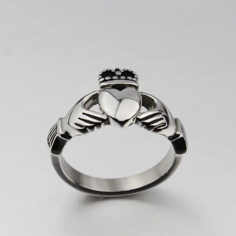 Claddagh anel Irlanda coração do vintage coroa de anéis de casamento para as mulheres de prata banhado a jóia