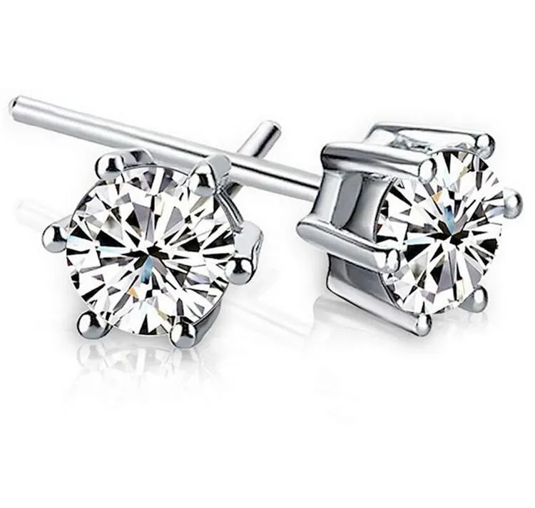 Noble 925 Sterling silver Shining Diamond Crown Stud örhängen Fashionabla Sverige Smycken vackra bröllop/förlovningsgåva gratis frakt