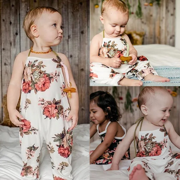 Bébé barboteuse été infantile bébé fille vêtements licou Floral barboteuse combinaison combinaison tenue enfants vêtements bébé une pièce costume bébé Onesies