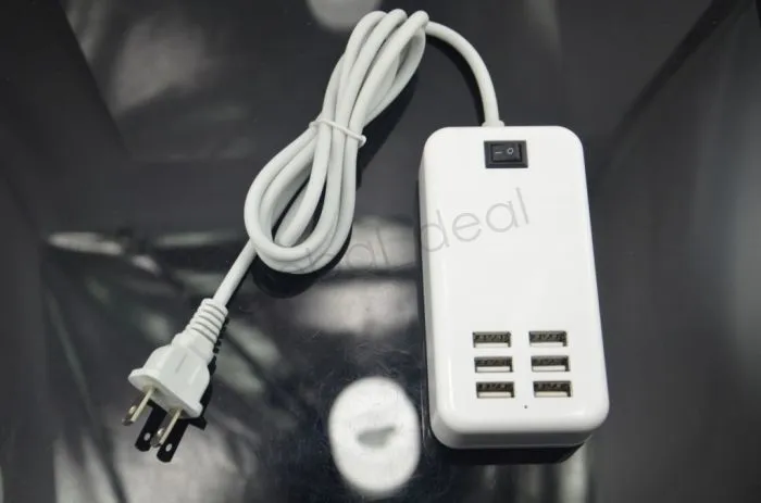 Chargeur de voyage USB 6 Ports 5V 6A 25W chargeur de bureau USB adaptateur chargeur mural prise US EU avec câble de 1.5m pour téléphone intelligent
