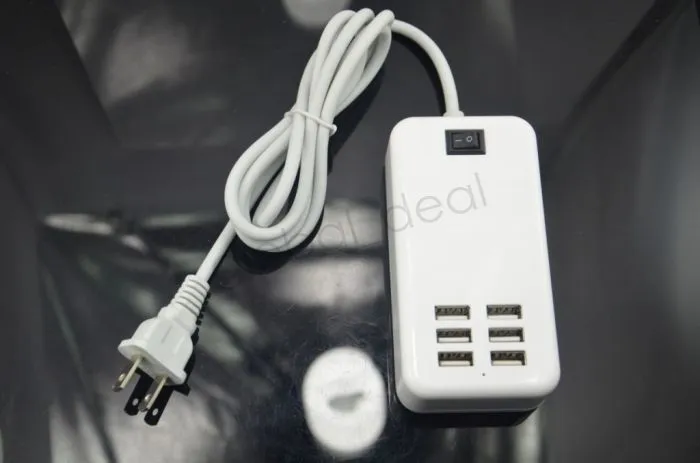 Cargador de pared de viaje USB de 6 puertos 5V 6A 30W Adaptador de cargadores de escritorio USB Enchufe de EE. UU. UE con cable de 1,5 m para Samsung s6