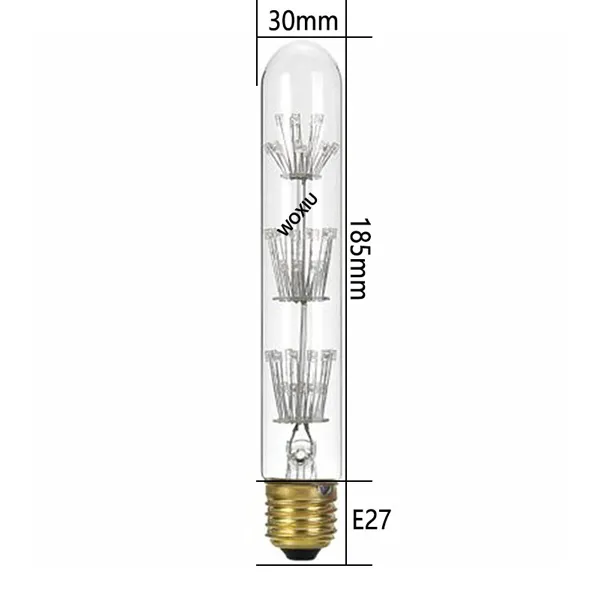 WOXIU T10 T185 T300 Röhrenförmige Edison-LED-Glühlampe, Glasmaterial, Vintage-Retro, 4 W, 8 W, 110 V-240 V, E27, 2200 K, warmes gelbes Dekor für Café-Zuhause