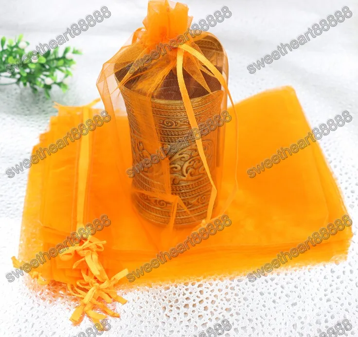13X18CM Organza Sold Color Rectangle Jewelry Pouches Bags For Wedding Favors Wine Bottle Bag