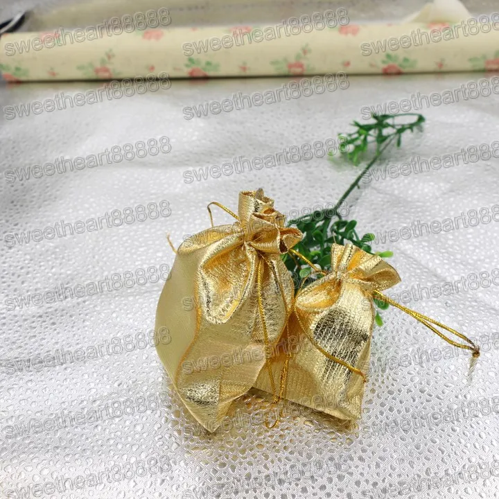 金メッキガーゼサテンジュエリーバッグクリスマスギフト袋バッグ6x9cm 7x9cm 9x12cm 13x18cm新しい4Sizesファッション