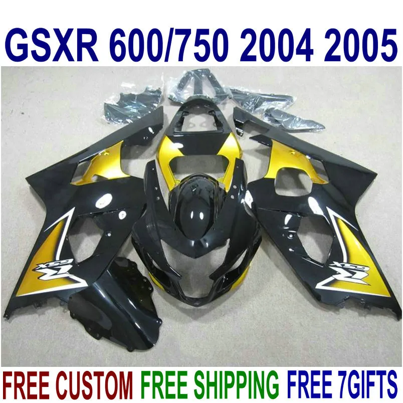 Kit de carénage ABS pour SUZUKI GSXR 600 GSXR 750 2004 2005 K4 GSXR600/750 04 05 ensemble de carénages de moto noir doré U29J