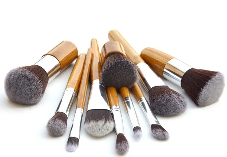 En stock 11 pièces outils de maquillage professionnels Pincel Maquiagem manche en bois maquillage cosmétique fard à paupières fond de teint correcteur ensemble de pinceaux K4676613