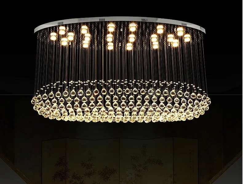 L900mm W400mm Moderne K9 Boule De Cristal Style Pendentif Lampe Lustre En Cristal LED Cristal Clair Pendentif Lampes AC 100% Garanti