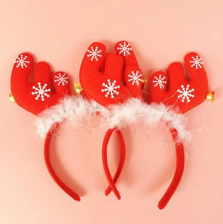 Bois de Noël oreilles avec cloches tête cerceau fermoir bandeau cheveux bandeau étudiants cadeau de Noël décorations de cerceau de cheveux livraison gratuite CH01003