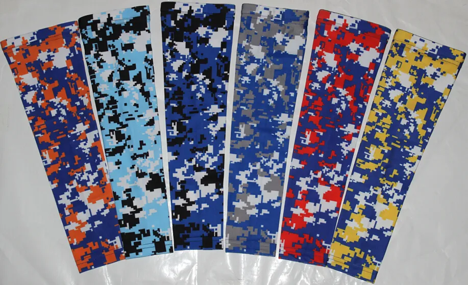 Partihandel Digital Camo Baseball Fotboll Wicking Arm Sleeve 138 Färger I lager 7 Storlekar I lager